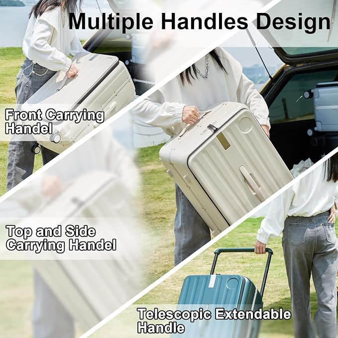 Hanke Multifunctional 26 Inch Checked Luggage Hard Shell Suitcases - Image 7