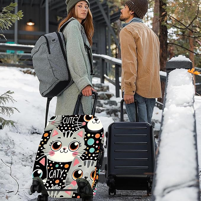 ANNA QUEEN Cute Cat Luggage Cover, Kawaii Cartoon Kitty Suitcase Protector - Image 2