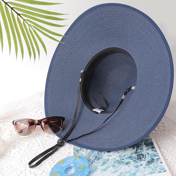 DRESHOW Beach Hats for Women Big Straw Wide Brim Summer Hat Floppy Foldable - Image 6