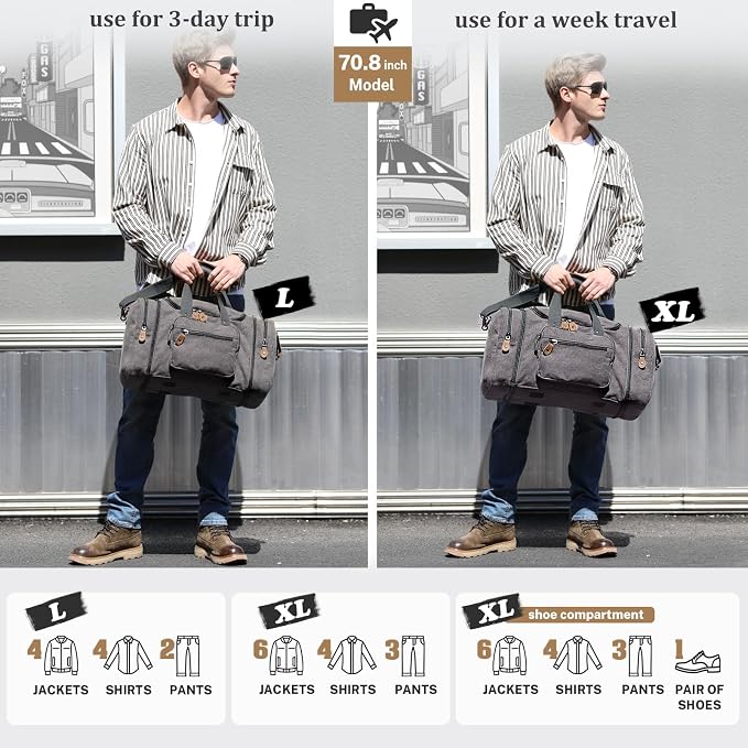 Gonex Canvas Duffle Bag for Travel, 60L Duffel Overnight Weekend Bag - Image 6