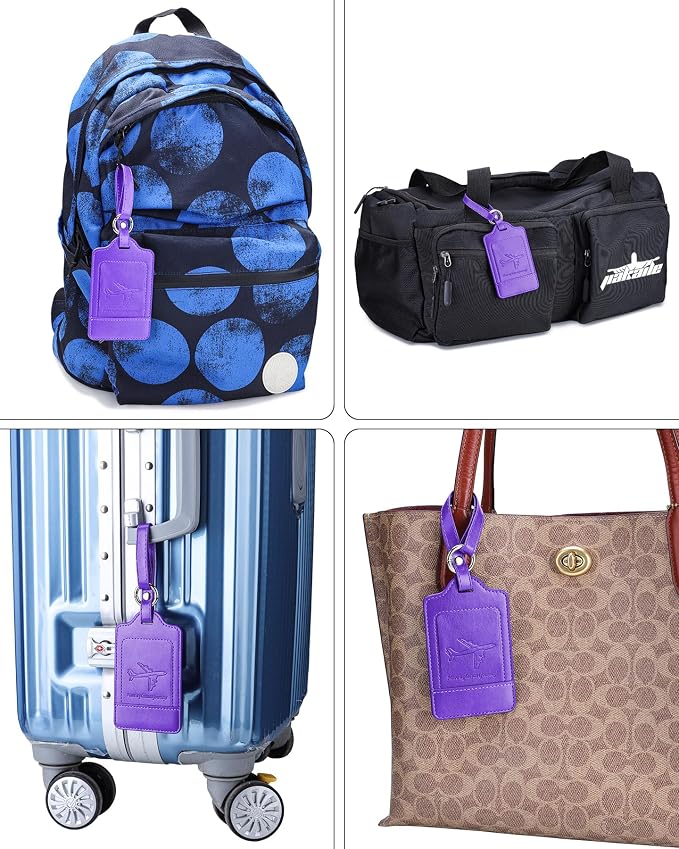 Teskyer Luggage Tags, 3 Pack Premium PU Leather Luggage Tags Privacy Protection - Image 6