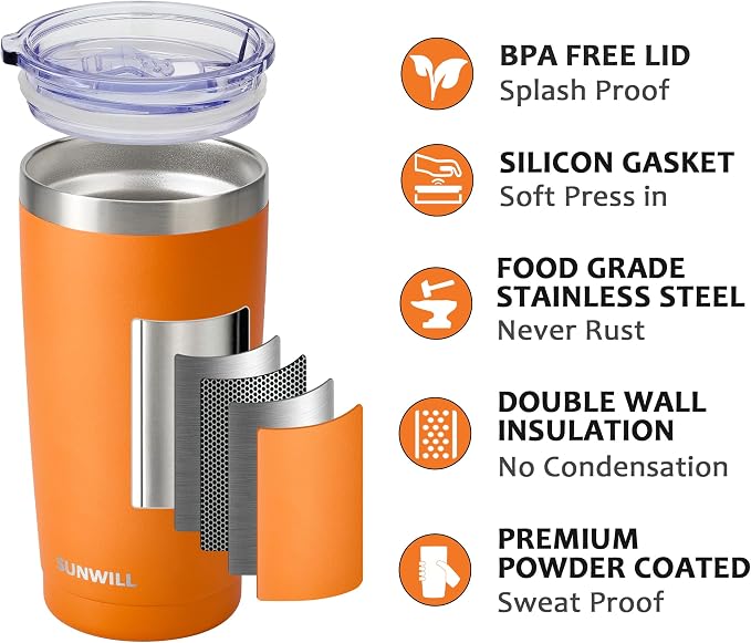 SUNWILL Travel Coffee Tumbler 20 oz, Insulated Mug - Image 2
