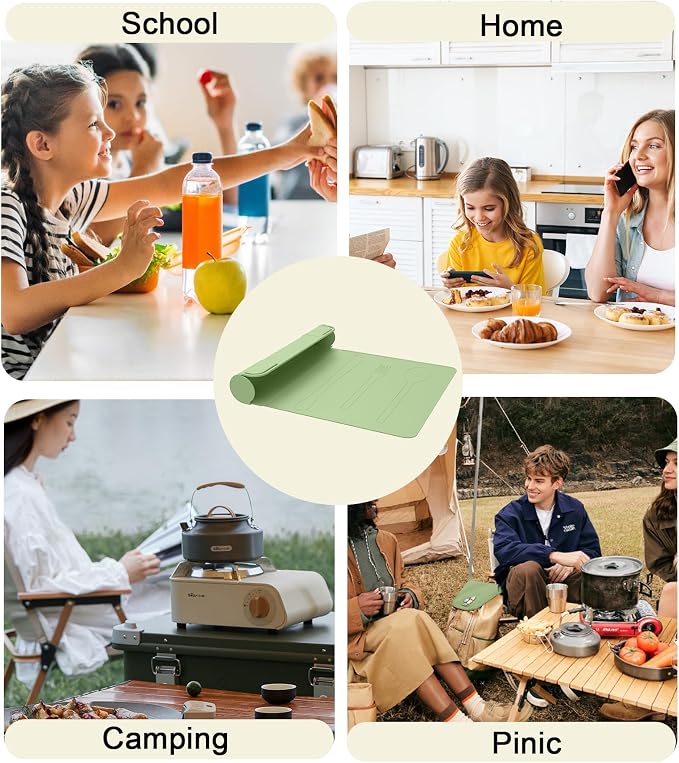 Utensil Box, Tableware Silicone Portable Box Silverware mat, Suitable - Image 8