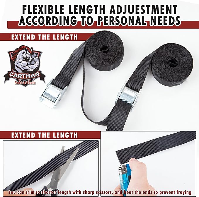 Cartman 1" x 12' Lashing Straps Cargo Tie-Down Strap Up to 600lbs, 6pk in Carry - Image 4
