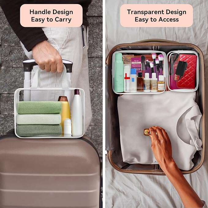 TISRATOK 10 PCS Clear Travel Makeup Toiletry Bag, Plastic PVC Cosmetic TSA - Image 4