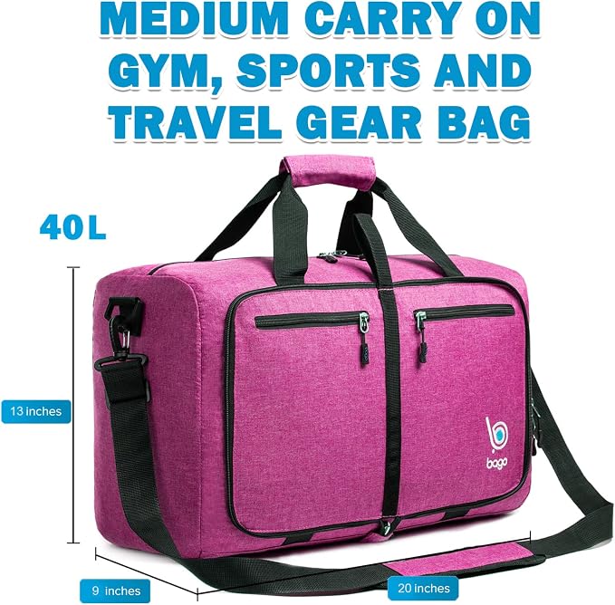 Bago Foldable Duffel Bags for Traveling Women & Men - 40L Sports Packable - Image 5