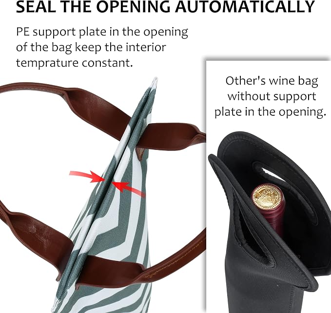 Tirrinia Single Wine Carrier Tote, Insulated Wine Cooler Bag - Image 2