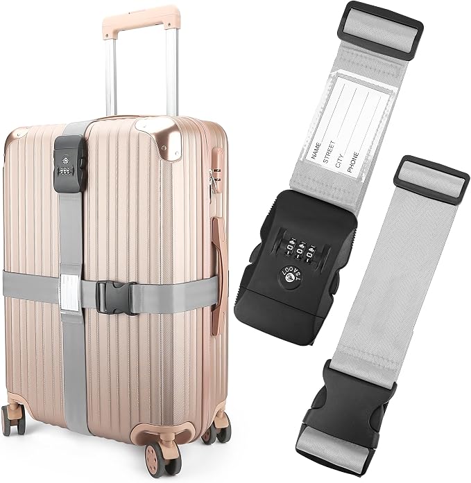 Luggage Straps, 2 Pack Adjustable Heavy Duty Cross Suitcase Straps by LUCKLISA