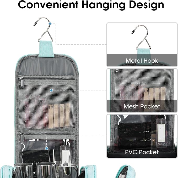 Narwey Hanging Toiletry Bag for Women Travel Makeup Bag Organizer Toiletries - Image 4