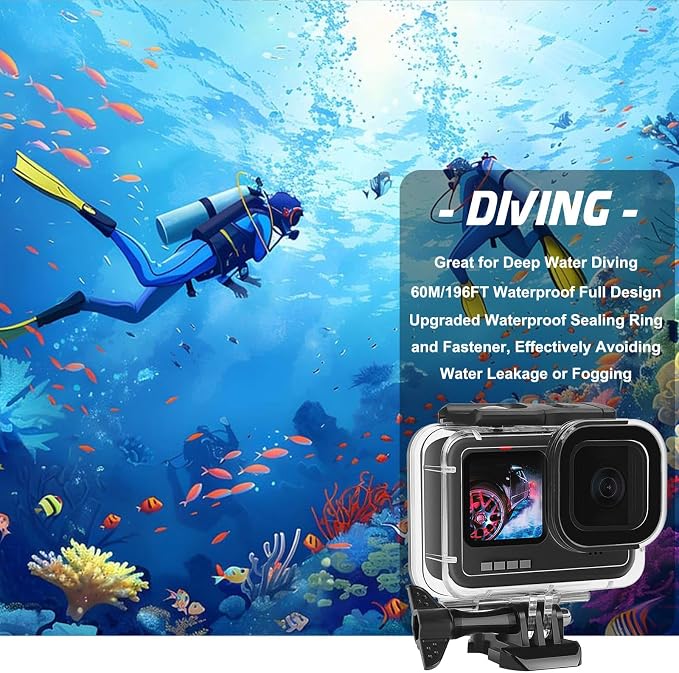 Compatible for Go Pro Hero 13 12 11 10 9 Black Waterproof Housing Case - Image 6
