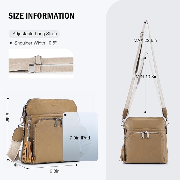 Crossbody Purse for Women, Lightweight Medium Crossbody Bag Soft Leather - Image 5