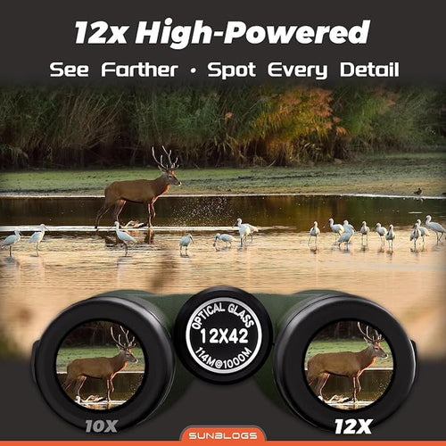 12x42 HD Binoculars for Adults, Super Bright BAK4 Prism High Powered Waterproof - Image 2