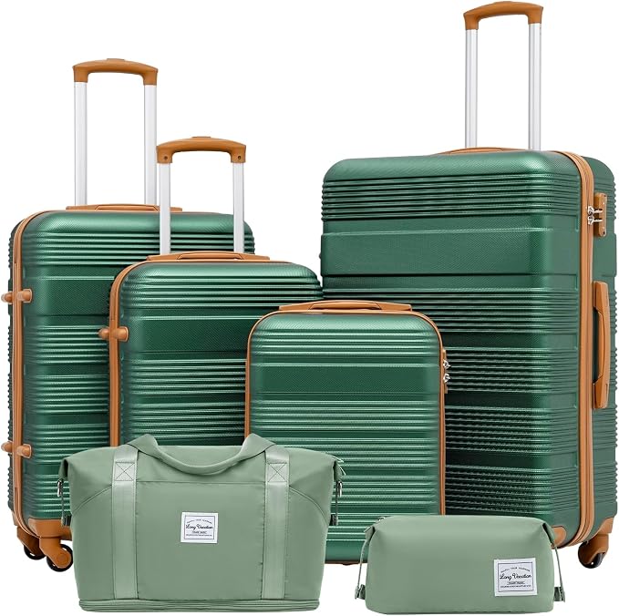 LONG VACATION 6 Piece ABS+PC Hardshell Luggage Set by LONG+VACATION