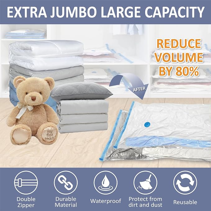 4 Pack XXL Jumbo Vacuum Storage Bags, Extra Large Vacuum Seal Bags - Image 2