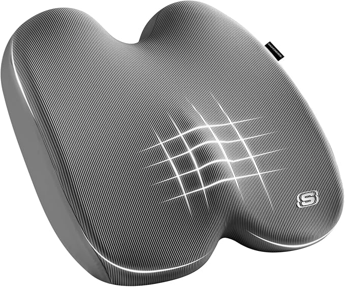 Skechers Memory Foam Seat Cushion, Ribbed Fabric Office Chair Cushion by Skechers