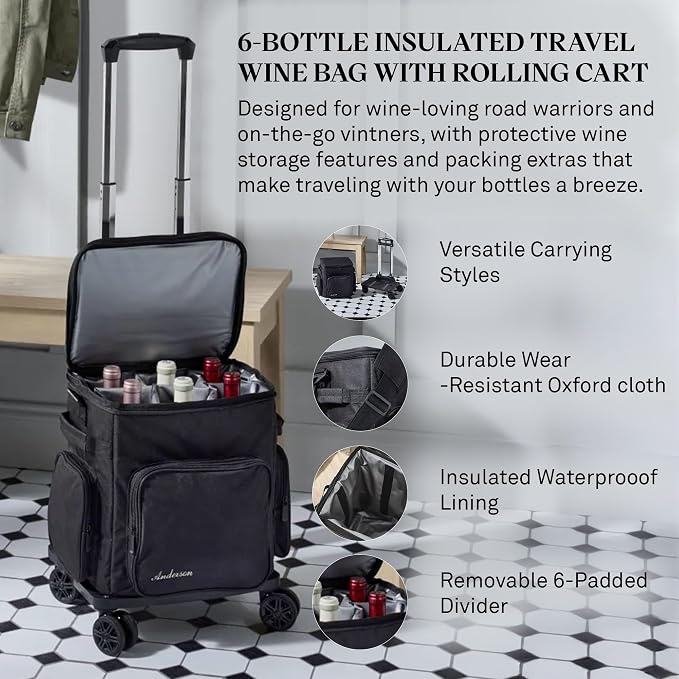 Wine Enthusiast 6 Bottle Insulated Wine Bag - Image 2