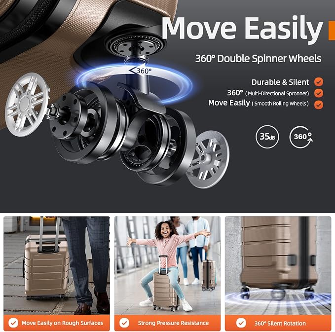SHOWKOO Luggage Sets Expandable PC+ABS Durable Suitcase Double Wheels TSA Lock - Image 3