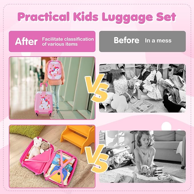HONEY JOY Kids Luggage, Lightweight Toddler Girls Suitcase, Durable ABS - Image 8