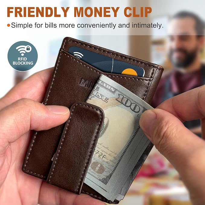 Airtag Wallet for Men- with Money Clip Gift Boxed, Magnetic Closure Slim - Image 6