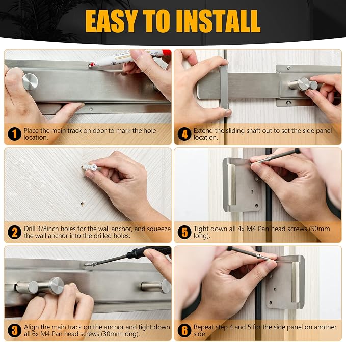 Door Barricade Bar with Door Hook Door Hanger Patented Design - Image 5