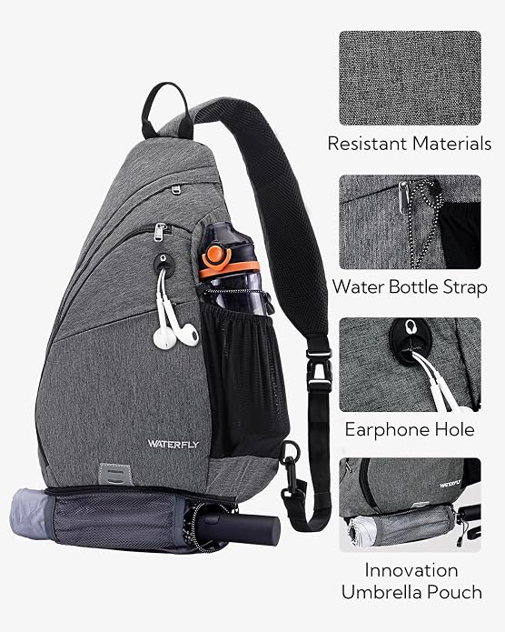 WATERFLY Large Crossbody Sling Bag: Over Shoulder Backpack Daypack Casual Cross - Image 4