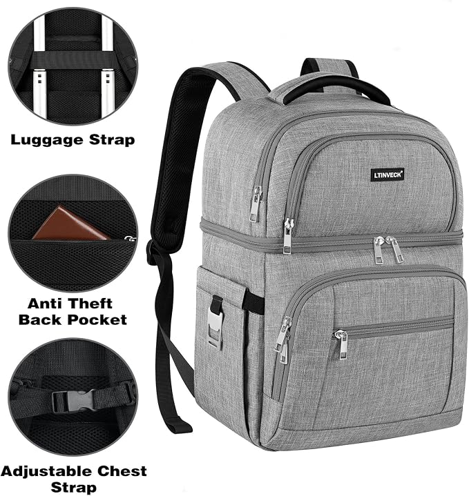 Cooler Backpack, Insulated Backpack Cooler Leakproof Double Deck Cooler Bag - Image 6