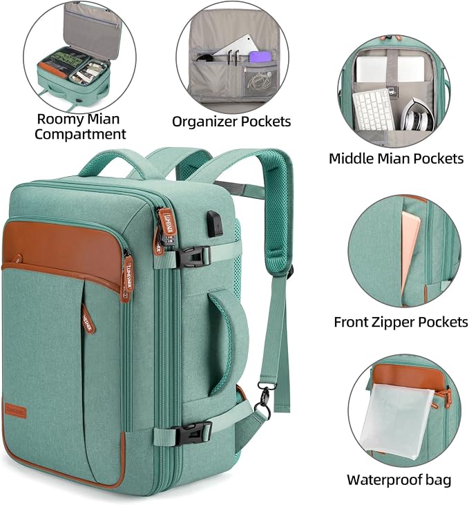 Travel Laptop Backpack, 42L Carry on Luggage, Flight Approved Expandable - Image 5