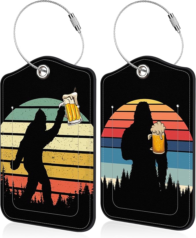 Sasquatch Luggage Tag for Suitcase 2 Pack Leather Luggage Tag by Unknown