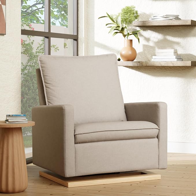 babyletto Cali Pillowback Chair and a Half Glider in Performance Beach Eco-Weave - Image 2
