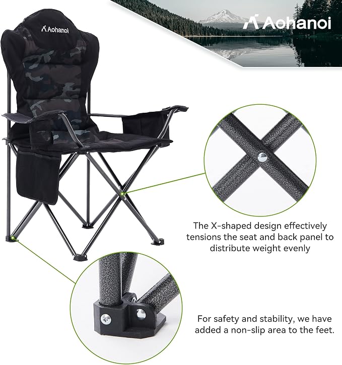 Camping Chairs for Heavy People, Folding Chairs for Outside Outdoor Folding - Image 7
