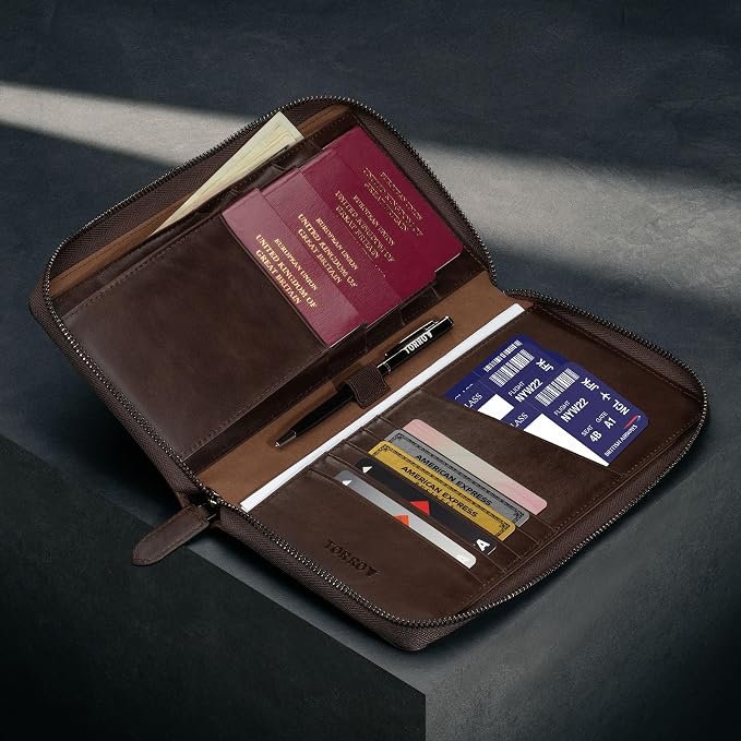 TORRO Premium Leather Family Travel Wallet, RFID Blocking Travel Organizer - Image 3