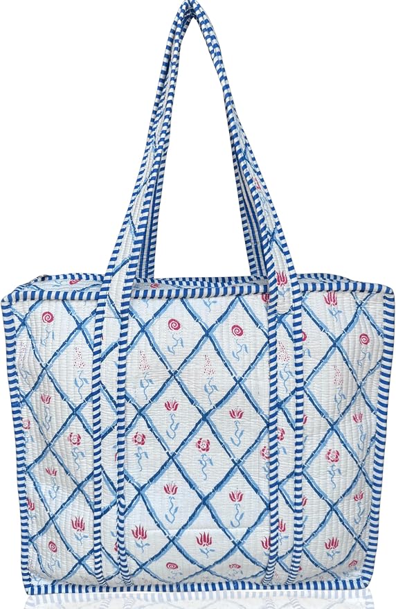 Cotton Quilted Tote Bag for Women – Large Beach & Travel Tote by ThirdEyeExport