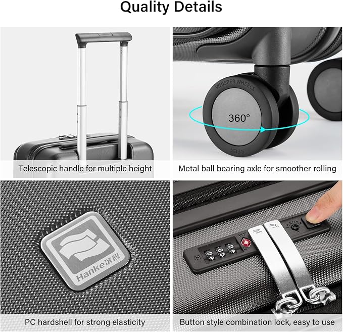 Hanke Hardside Expandable Carry On Luggage, 20 Inch Top Opening Trunk Luggages - Image 3