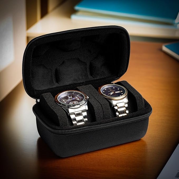 2 slot Hard Watch Travel Case, Watch Roll Case Storage and Organizer - Image 4