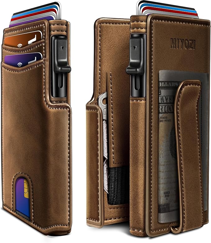 Men Wallet, with Money Clip Coins Pocket ID Window, Slim Front Pocket RFID by Miyozi