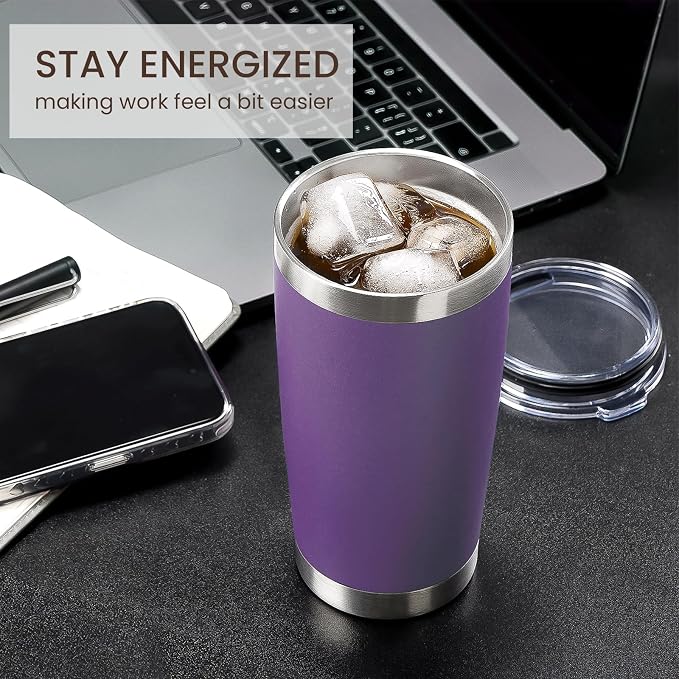 MEWAY 20oz Tumbler 8 Pack Double Wall Vacuum Insulated Travel Mug Bulk - Image 4