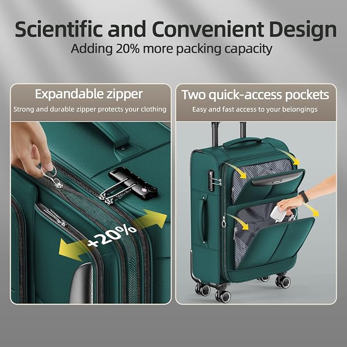 SHOWKOO Luggage Sets 3 Piece Softside Expandable Lightweight Durable Suitcase - Image 4