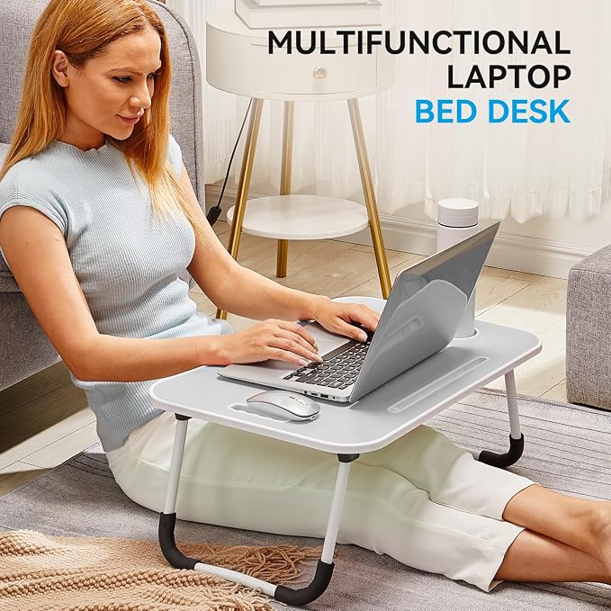 BUYIFY Folding Lap Desk, 23 Inch Portable Wood Grey Laptop Bed Desk Lap Desk - Image 6