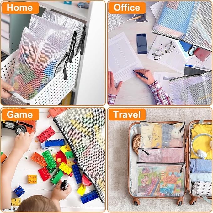 24pcs Mesh Zipper Pouch, Puzzle Storage Bags, A3 17x12 Inches Large Reusable - Image 5