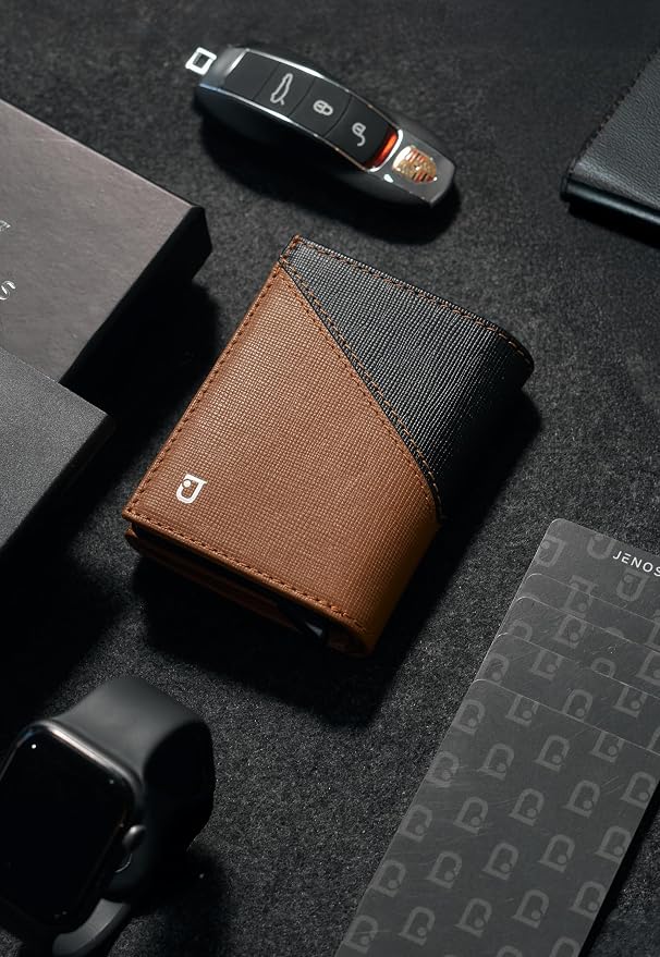 Jenoss Smart Wallet For Men: Full Grain Leather, Handcrafted, Slide Metal Pop - Image 8
