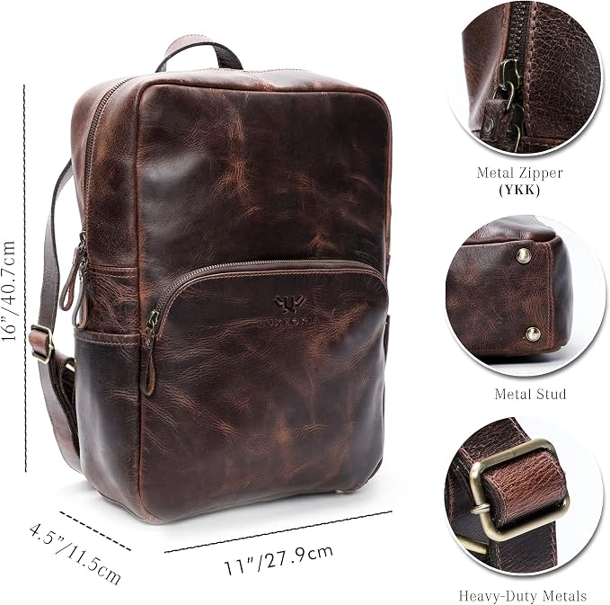 Handmade Leather Backpack for Men and Women, 15.6 Inch Laptop Bag, Genuine - Image 5