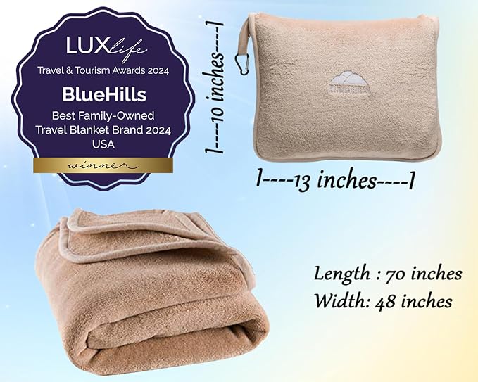 BlueHills Premium Soft Tall Travel Blanket Pillow - Image 3