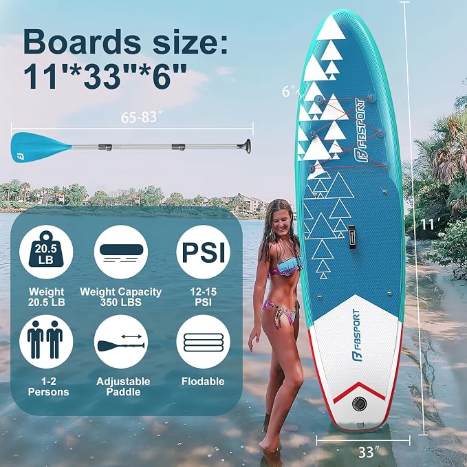 FBSPORT 11' Premium Stand Up Paddle Board, Yoga Board - Image 2