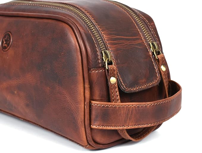 10" Premium Leather Toiletry Travel Pouch - Image 5