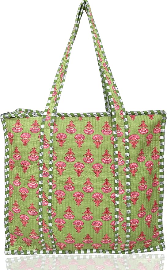Cotton Quilted Tote Bag for Women – Large Beach & Travel Tote by ThirdEyeExport