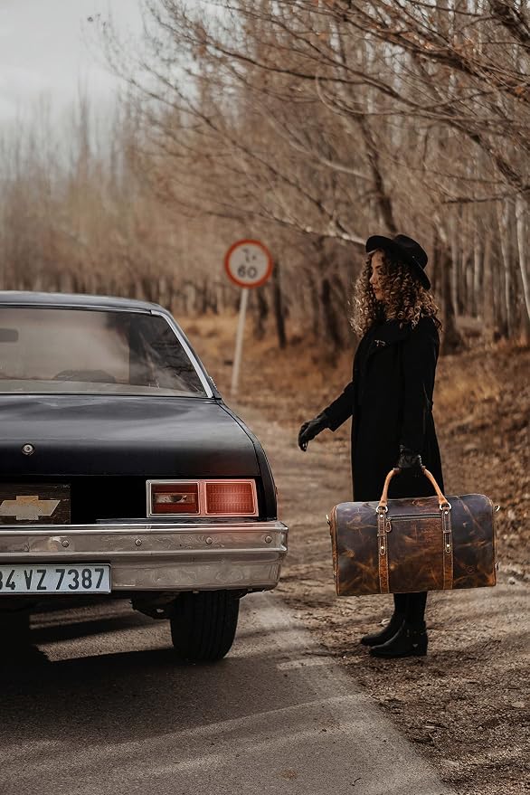 Leather Duffel Bag for Men & Women Travel, Gym Bag - Image 2