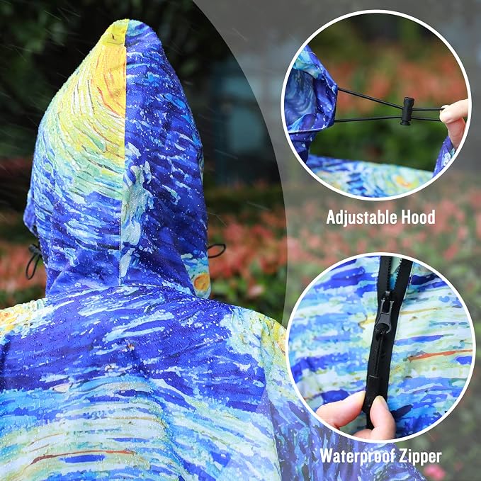 SaphiRose Rain Poncho Jacket Coat Hooded - Image 6