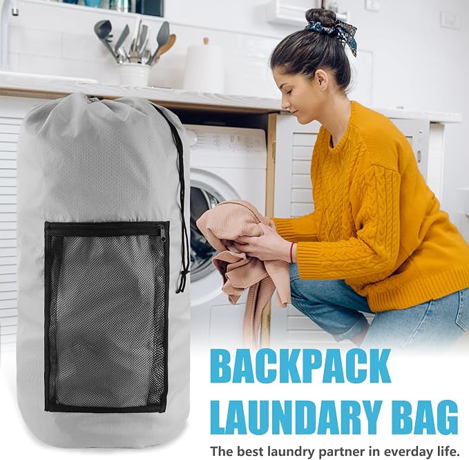 Laundry Bag Backpack, Dirty Clothes Travel Bag - Image 3