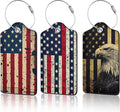 3 Pack PU Retro American Flag Leahter Luggage Tag by Unknown