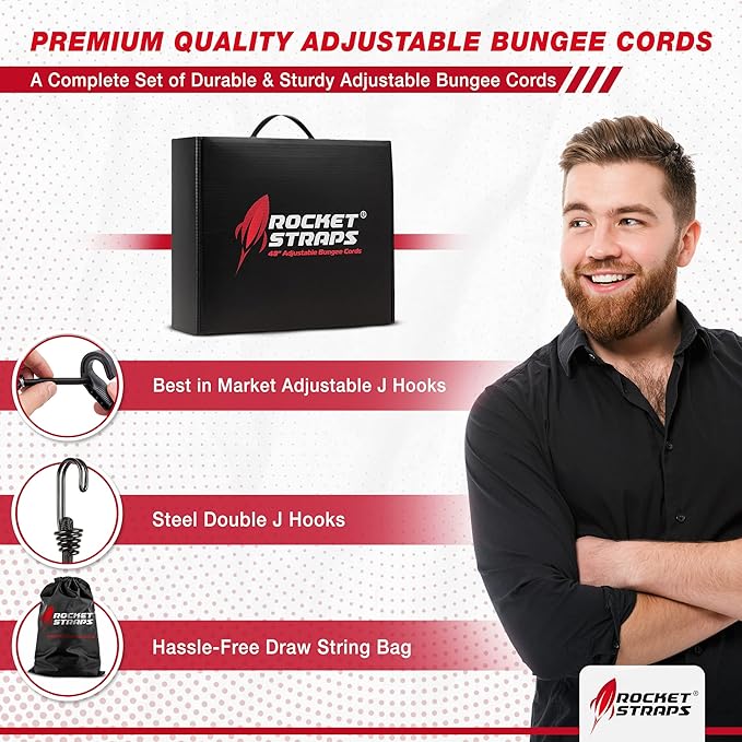 Rocket Straps - Ultimate Adjustable Outdoor Bungee Cord Assortment - Heavy Duty - Image 2